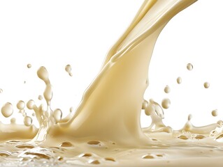 Wall Mural - high-quality close-up of creamy liquid splashing and droplets flying in an artistic style against a 