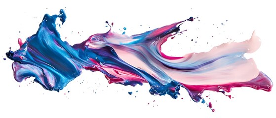 Poster - Abstract Colorful Swirl of Blue and Pink Paint on White Background Creating Dynamic Fluid Art for Creative Projects and Design Applications