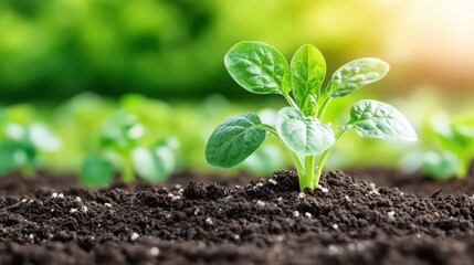 Wall Mural - A small plant is growing in the dirt