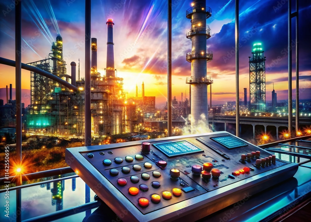 Double Exposure Industrial Automation: PLC, HMI, SCADA System Control ...