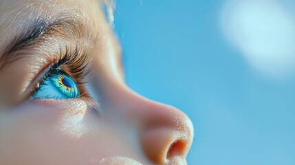 Wall Mural - A close up shot of a child eyes filled with hope, representing the potential for a brighter future for vulnerable communities.