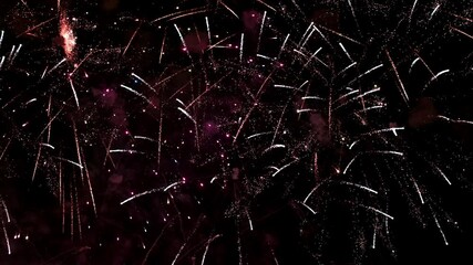 Wall Mural - Bright colorful festive glowing fireworks on night sky.  New Year, Christmas, festival, party and holiday celebration concept