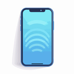 Wall Mural - Professional Blue Cellphone with Wifi Icon Vector for Technology Concept