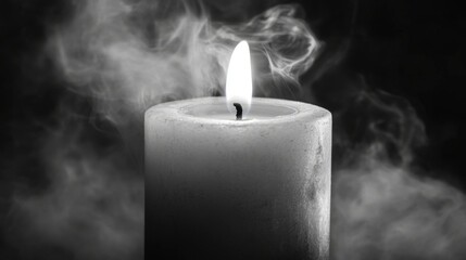 Aufkleber - Peaceful White Candle Flame Surrounded by Soft Gray Smoke