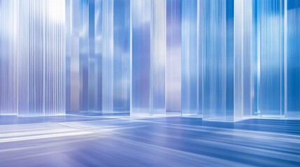 Aufkleber - Ethereal Blue Abstract Structure with Vertical Panels and Light Effects