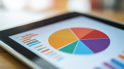 Aufkleber - Colorful Pie Chart and Graph on Tablet Screen for Business Analysis