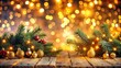 © Four888 - Festive Holiday Background Bokeh Lights, Winter Wonderland, Christmas Poster Design, New Year's Eve Party, Holiday Season Celebration