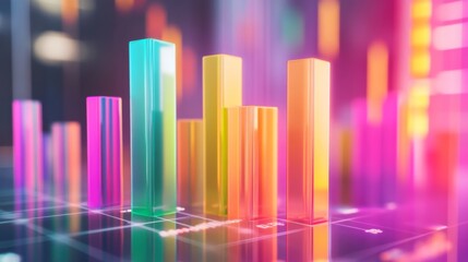 Leinwandbilder - Vibrant Data Visualization with Colorful Bar Graphs and Metrics