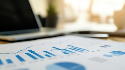 Aufkleber - Modern Business Analysis with Charts and Graphs on Workplace Desk