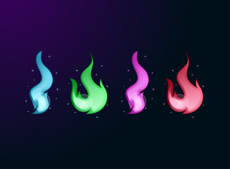 colorful glow and shiny fire game icon elements vector illustration