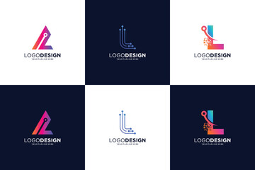 Digital Letter L Logo Design Collection