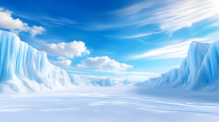 Wall Mural - A snowy landscape with mountains in the background