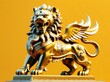 © Татьяна Кузнецова - Golden lion statue symbolizing strength and protection displayed against a vibrant yellow background