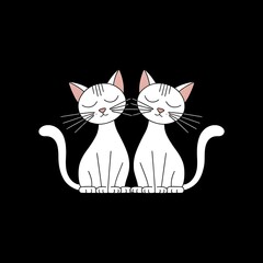 Wall Mural - Minimal art illustration of adorable cats kittens kitty icon vector	