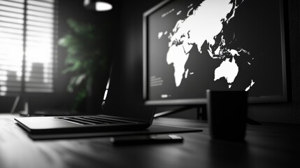 Aufkleber - A monochrome state map styled as part of a sleek office presentation, displayed on a projector screen