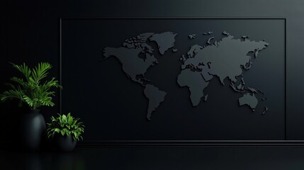 Poster - A monochrome state map styled as part of a sleek office presentation, displayed on a projector screen
