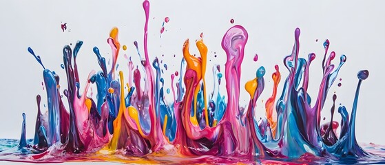 Wall Mural - vibrant splash of multicolored paint creating an artistic explosion against a white background for c