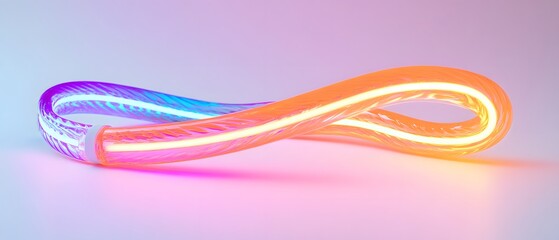 Wall Mural - vibrant neon light tube in modern abstract style creating a striking infinity symbol against a soft 