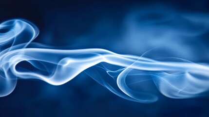 Fototapete - Ethereal Blue Smoke Wave on Dark Background for Abstract Art
