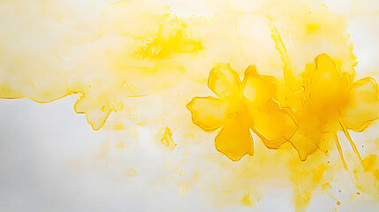 Wall Mural - yellow watercolor painted on paper background texture 