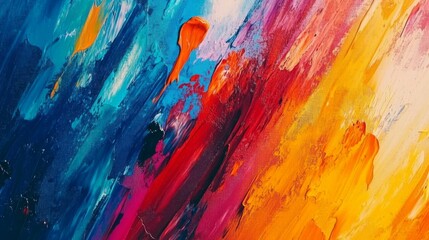 Aufkleber - Vibrant Abstract Painting with Bold Streaks of Colorful Brushwork