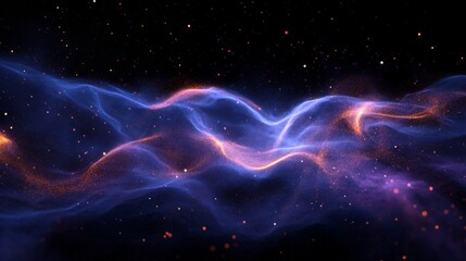 Poster - Colorful Cosmic Wave Background with Stars and Space Elements