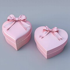 Wall Mural - Two Elegant Pink Heart-Shaped Gift Boxes with Bows