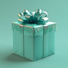 Wall Mural - Mint Green Gift Box with Glossy Bow