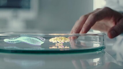 Poster - Scientist conducts research in a modern laboratory using a microscope and observing samples