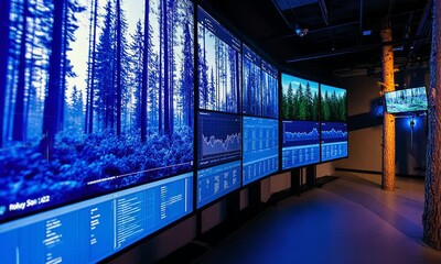 Wall Mural - immersive forest monitoring system: a glimpse into data-driven conservation