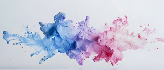 Wall Mural - vibrant swirls of blue and pink liquid creating stunning abstract art on white background