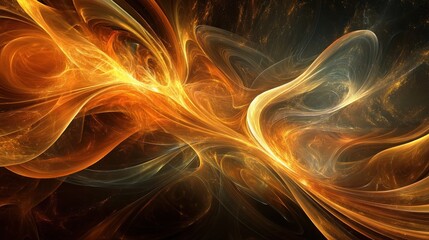 Poster - A vibrant abstract design featuring swirling colors of orange, gold, and blue.