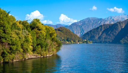 Poster - Panoramic scenery on the shores of Lake Como near Lenno, Lombardy, Northern Italy