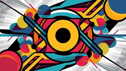 Flat geometric round shapes and dynamic lines abstract background vector illustration for placards brochures posters and banners