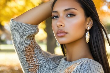 Sticker - A beautiful young woman poses for a photo shoot