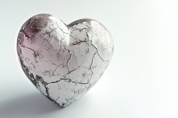 A clear heart-shaped glass object sits on a white surface, ready for use or display