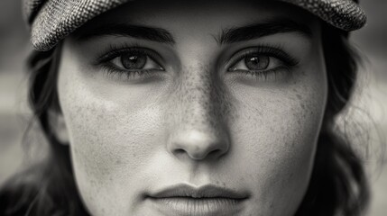 Close-up portrait of an individual with a hat on