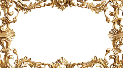 Vintage gold frame on transparent background.