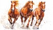 © ThatWorksMedia - Three Majestic Horses Galloping in Watercolor