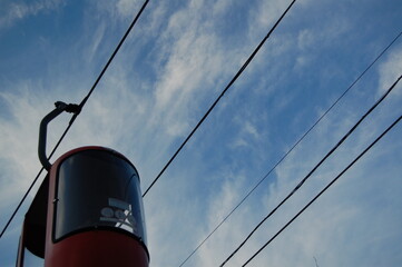 cable car on the sky background