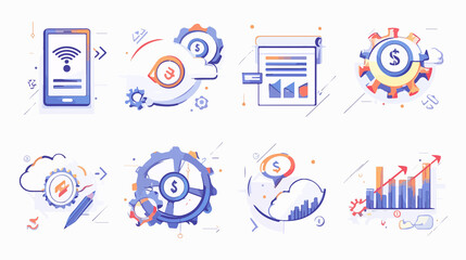 Professional Business Thin Line Icon Set for Web and Mobile Usage