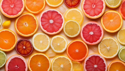 Canvas Print - A vibrant collection of citrus fruits: oranges, grapefruits, lemons, and limes.