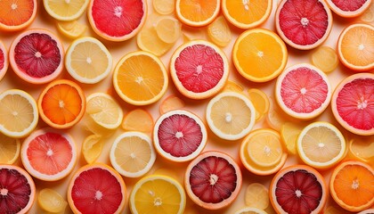 Canvas Print - A vibrant collection of citrus fruits, showcasing a spectrum of colors and textures.