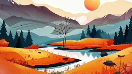 Canvas Print - cartoon landscape background