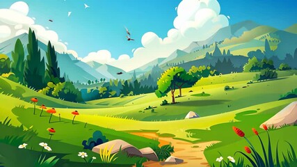 Wall Mural - cartoon landscape background