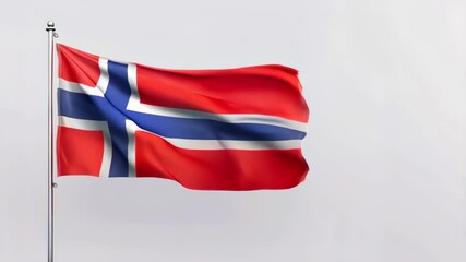 Wall Mural - Norway flag waving over white background