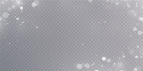 Aufkleber - Bright dust of light bokeh and glitter. Festive glowing bokeh and sparkles overlay texture for your design on transparent background. White dust particles abstract vector background.	
