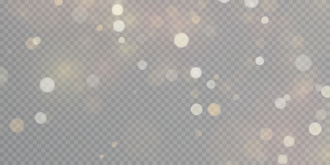 Aufkleber - Gold dust light bokeh. Christmas glowing bokeh and glitter overlay texture for your design on a transparent background. Golden particles abstract vector background.	
