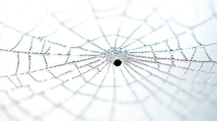 A spider web with water droplets on it