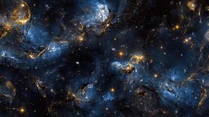 Enigmatic Starry Cosmos: A Vibrant Abstract Night Sky in Deep Blue and Black with Brilliant Stars